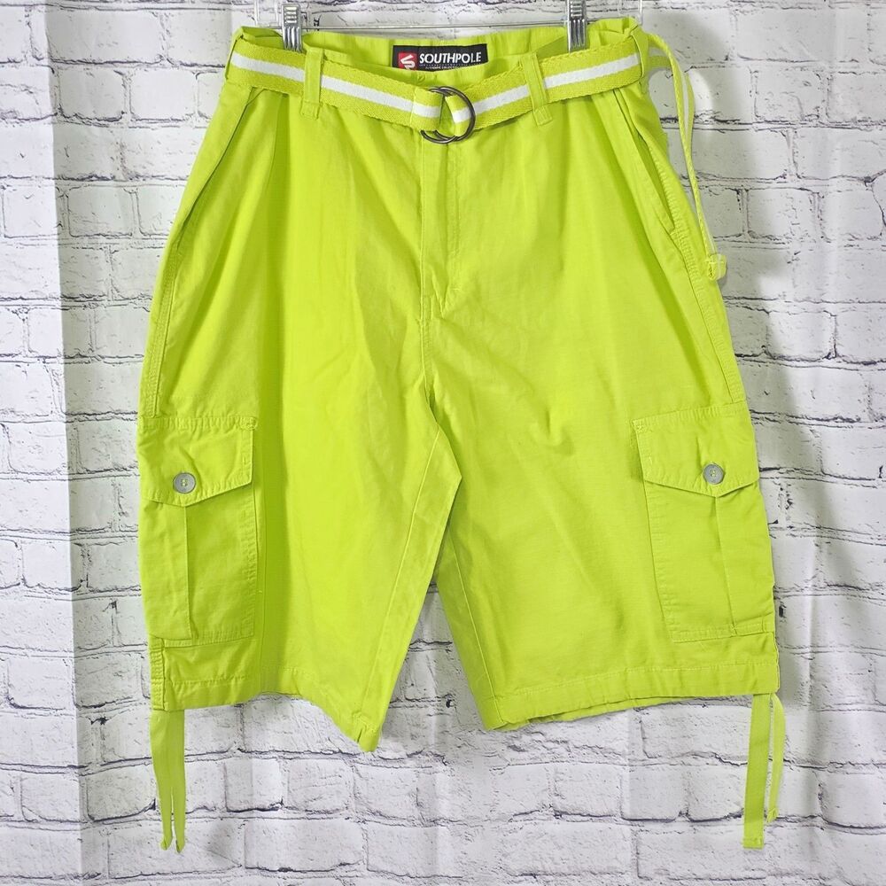 Y2k Southpole Men's Sz 36 Lime Green Cargo Shorts